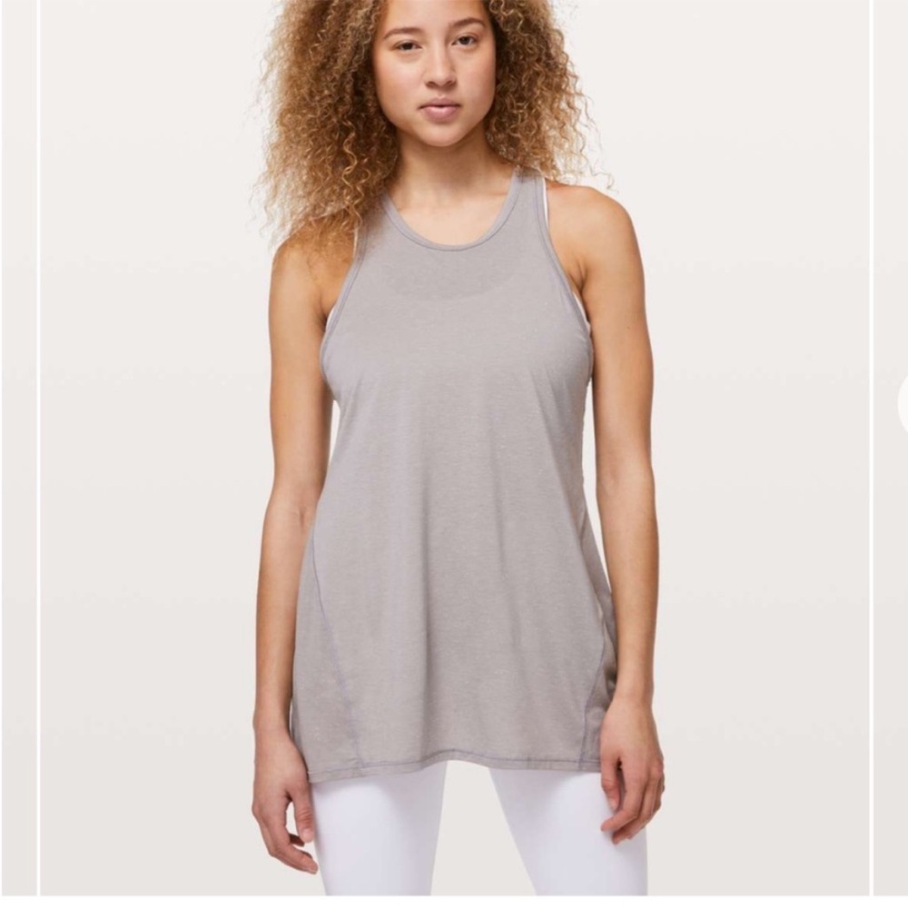 Lululemon Goal Up Split Back Tie Tank Top Dark Chrome White 4